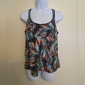 Mossimo Tropical Print Tankini Swim Top Strappy Back Flowy Fit